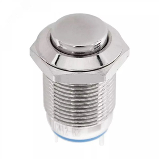 Клавиша-кнопка Круглая БЕЗ фиксации Металл АНТИВАНДАЛЬНАЯ Ø12 (2с) OFF-ON выпуклая (A12-B2) 363151