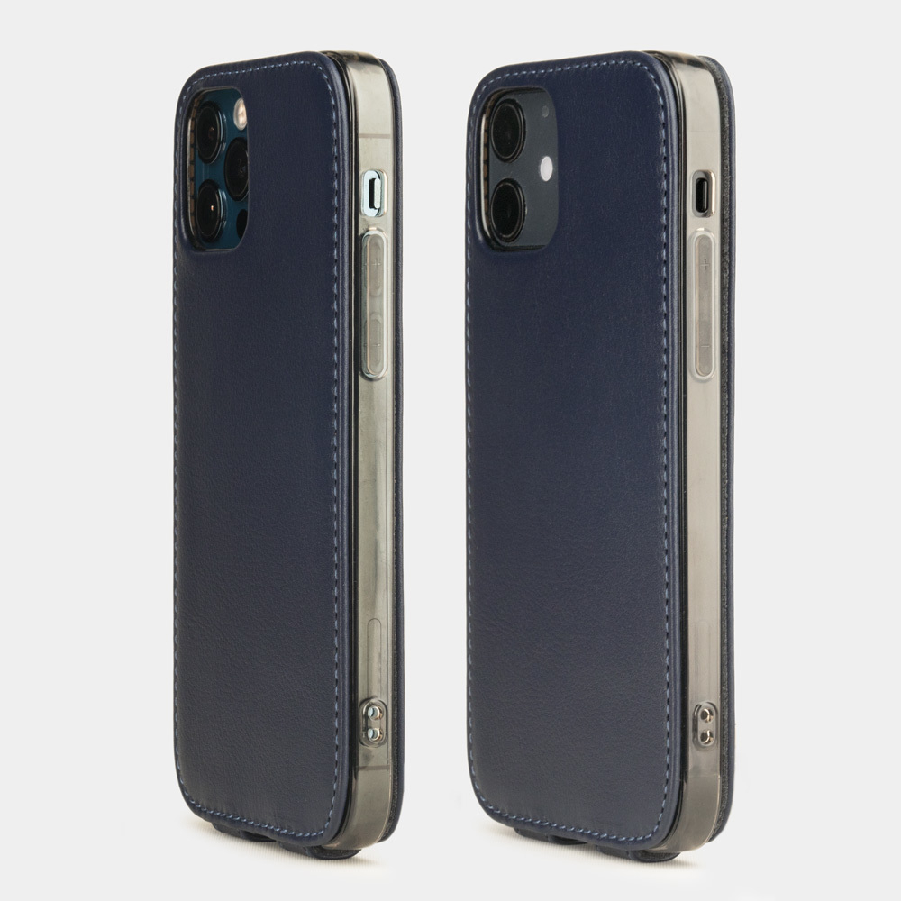 Чехол кожаный для iPhone 12/12Pro синего цвета