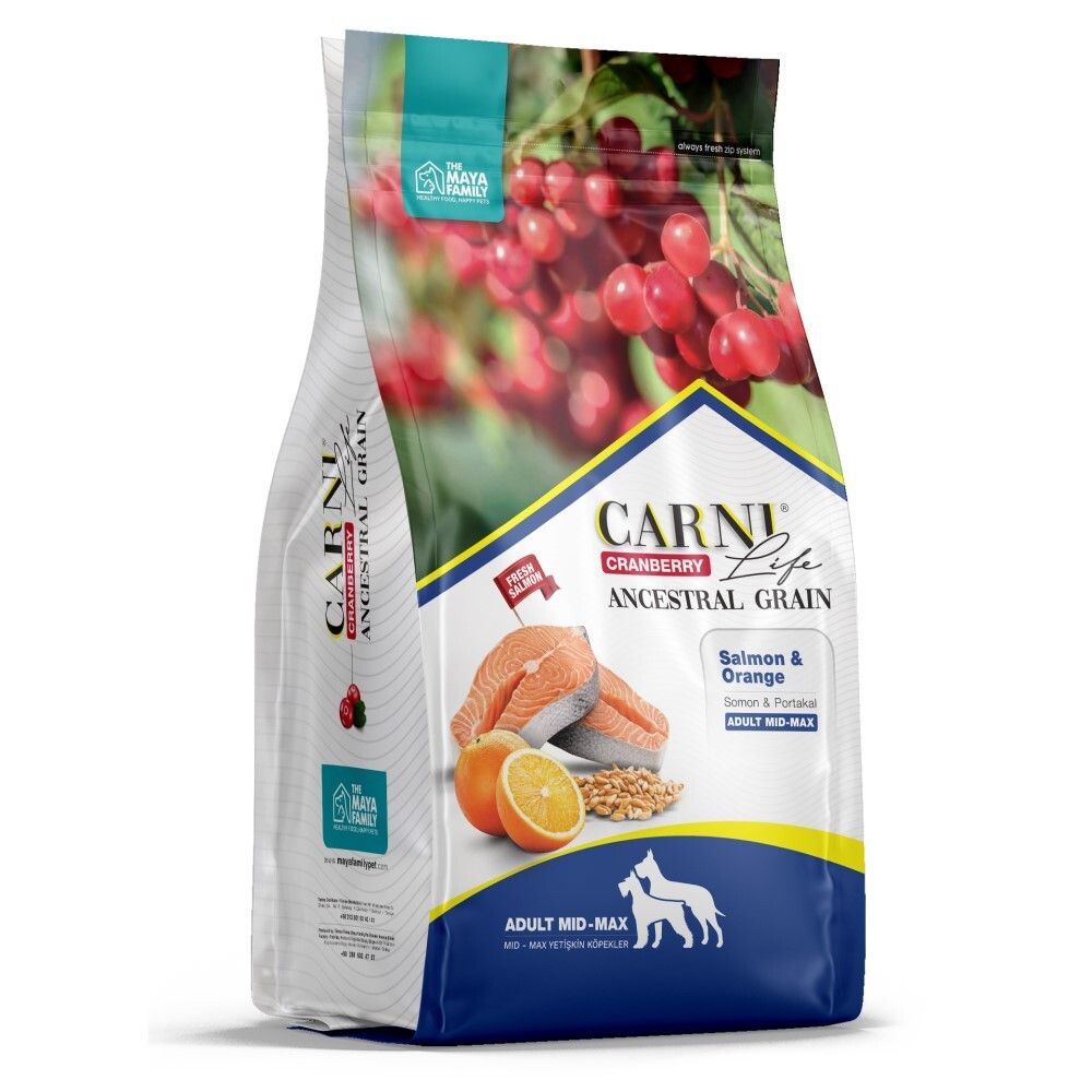 Carni Life корм для собак средних и крупных пород с лососем, апельсином и клюквой (Adult Mid-Max)
