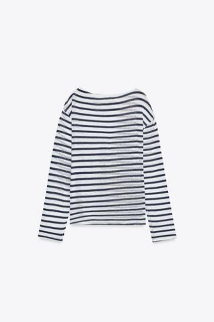 ZARA ХЛОПКОВАЯ ФУТБОЛКА В СТИЛЕ РУСТИК, ПОЛОСКИ
