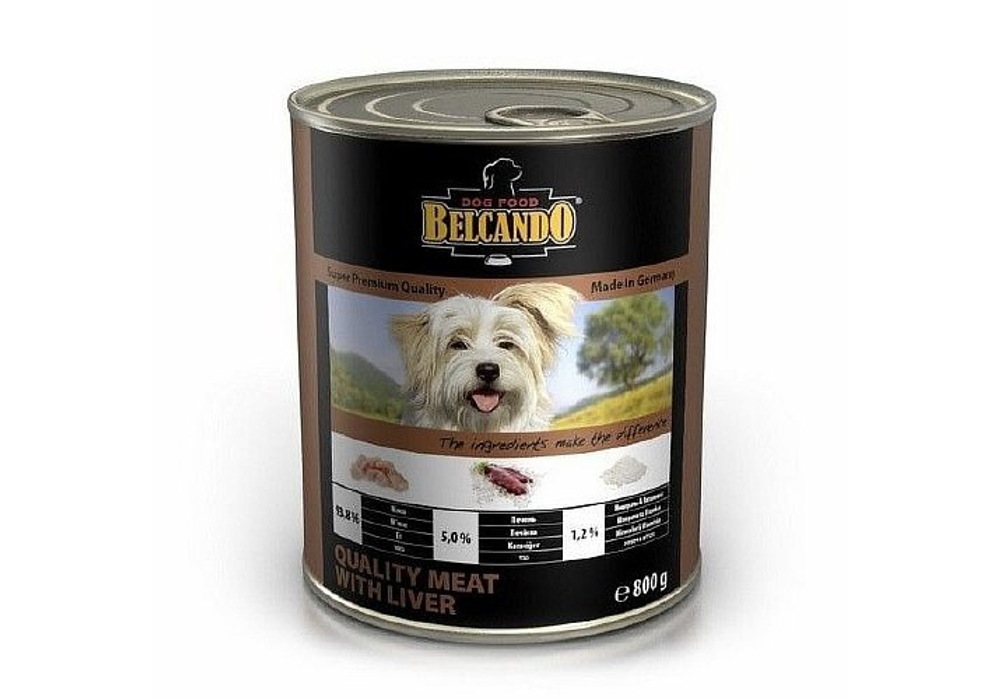 BELCANDO Meat With Liver / Белькандо консервы для собак Мясо с печенью, 800 г