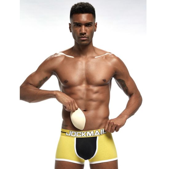 Мужские трусы боксеры желтые с push up JOCKMAIL JM6038-13