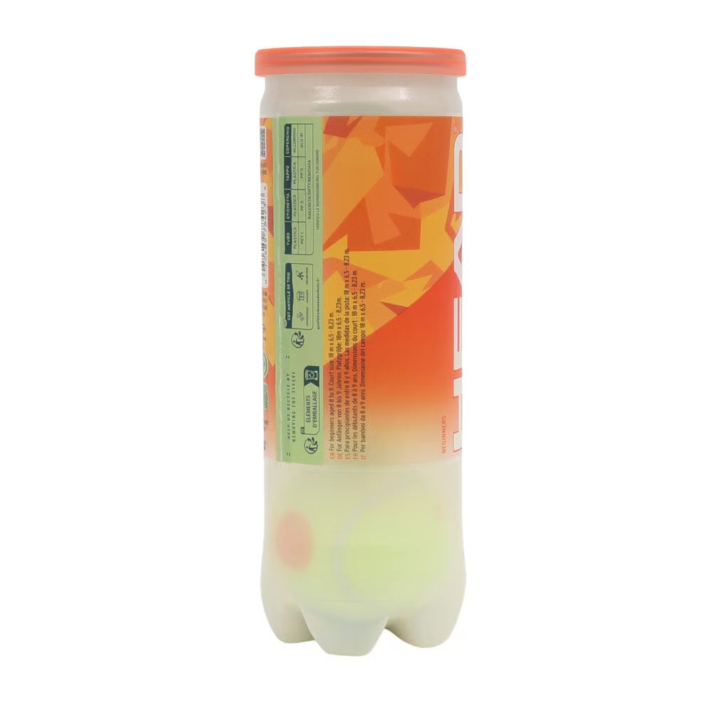 Мяч теннисный детский HEAD Stage 2 Orange, 578423,уп.3 шт, фетр,нат.резина,желто-оранжевый