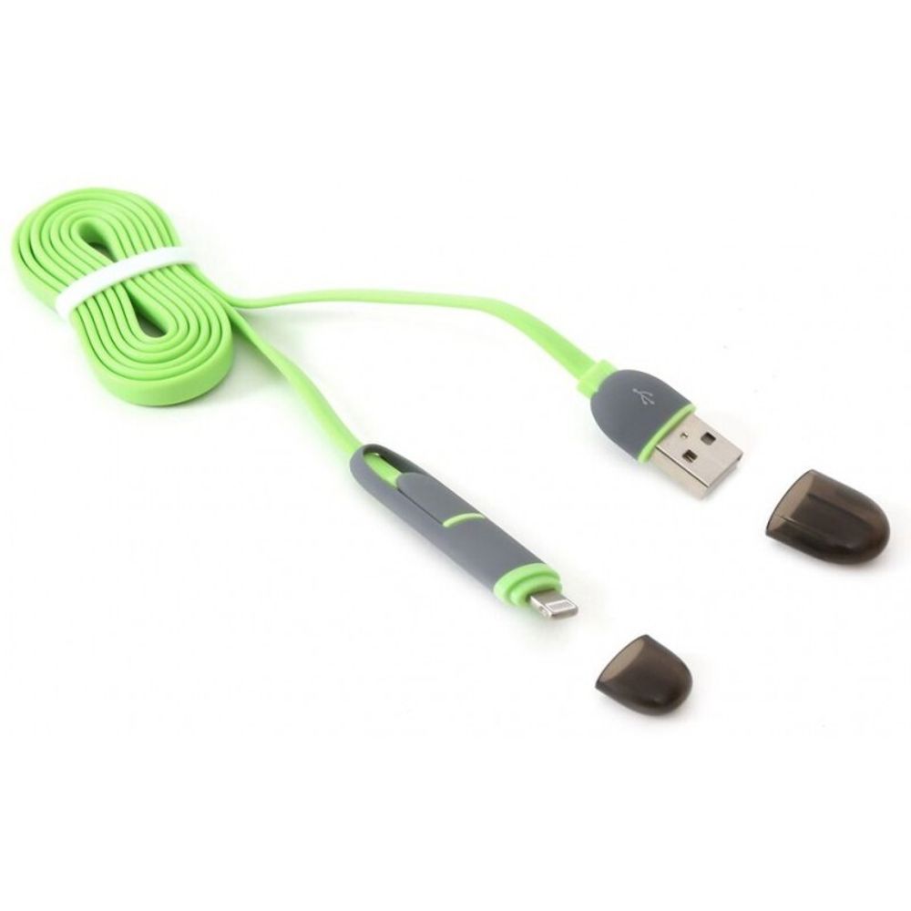 USB cable (2 в 1) Lightning/micro 1m (Safe/Speed)(А3) green