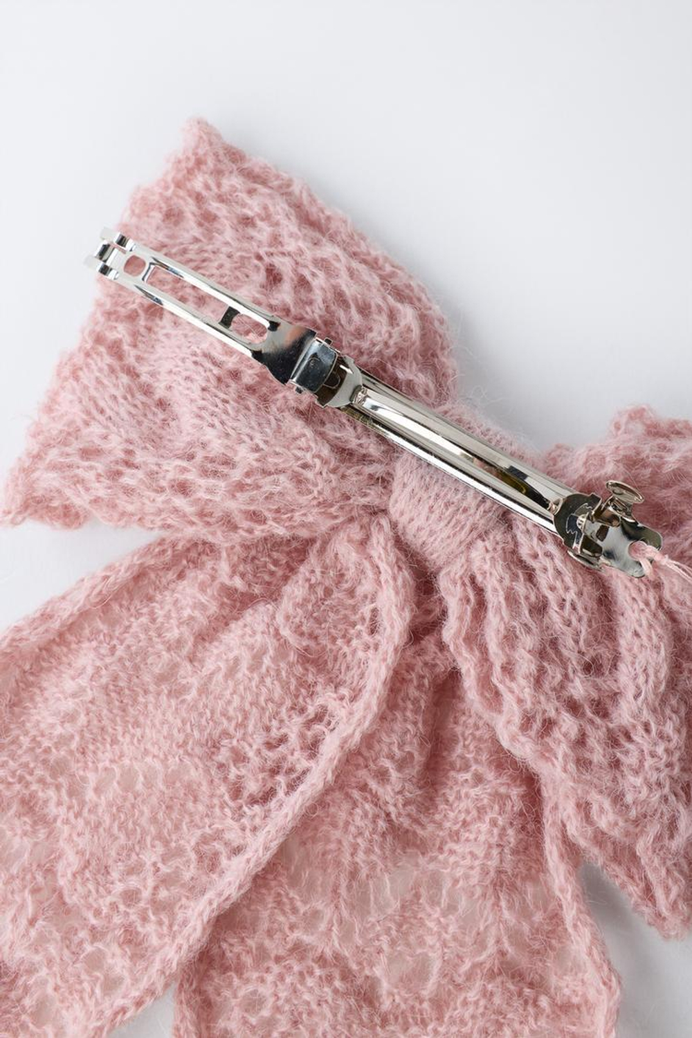 ZARA ЗАКОЛКА-БАНТ С ШЕРСТЬЮ И АЛЬПАКОЙ, РОЗОВЫЙ/БЕЛЫЙ