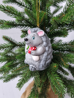 Ёжик ёлочная игрушка из фарфора