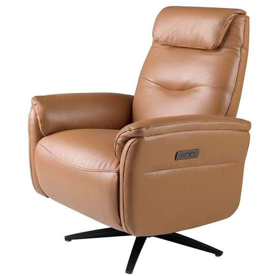 Кресло-реклайнер поворотное Angel Cerda 5115 из коричновой кожи