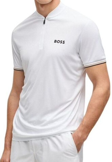 Мужское теннисное поло BOSS Active Slim Fit - белый