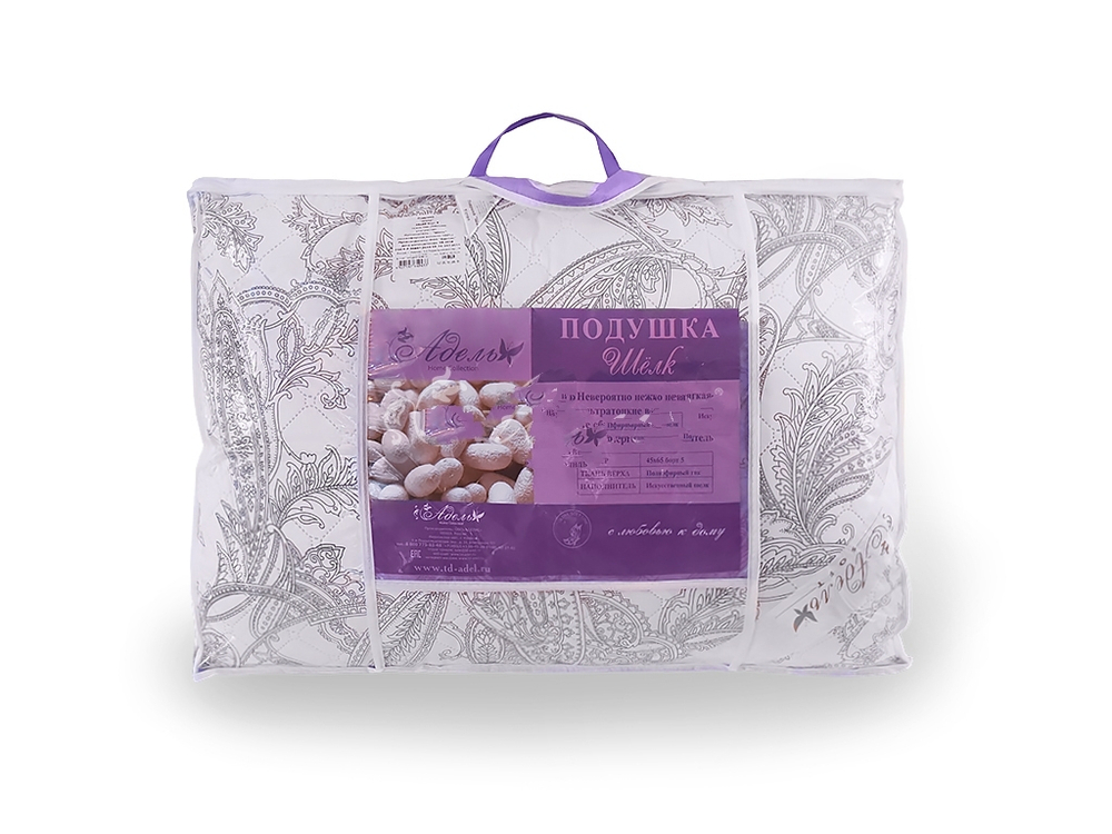 Подушка "ШЕЛК" б/молнии у/степ с кантом тик 45*65*5