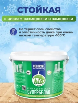 Краска фасадная для наружных работ белая матовая 2.7 кг