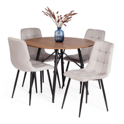 Стул CHILLY (mod. JSC-220) Велюр/металл , 44,5х52,5х88 см, Light grey (светло-серый) HLR14 / черный (Комплект из 4 шт.)