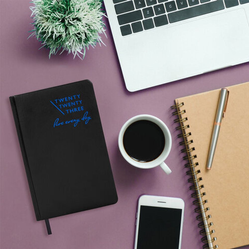 Ежедневник датированный 2023 А5 138x213 мм BRAUBERG "Chameleon", под кожу, черный/синий, 114109