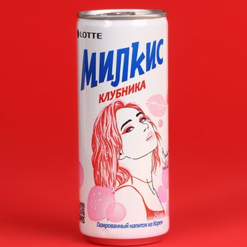 Газированный напиток Lotte Milkis со вкусом клубники, 250 мл (Корея)