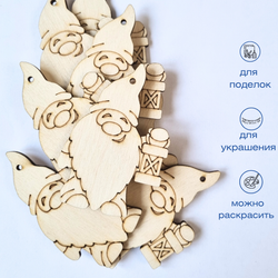 Елочные игрушки из дерева гномик, набор из 30 шт.