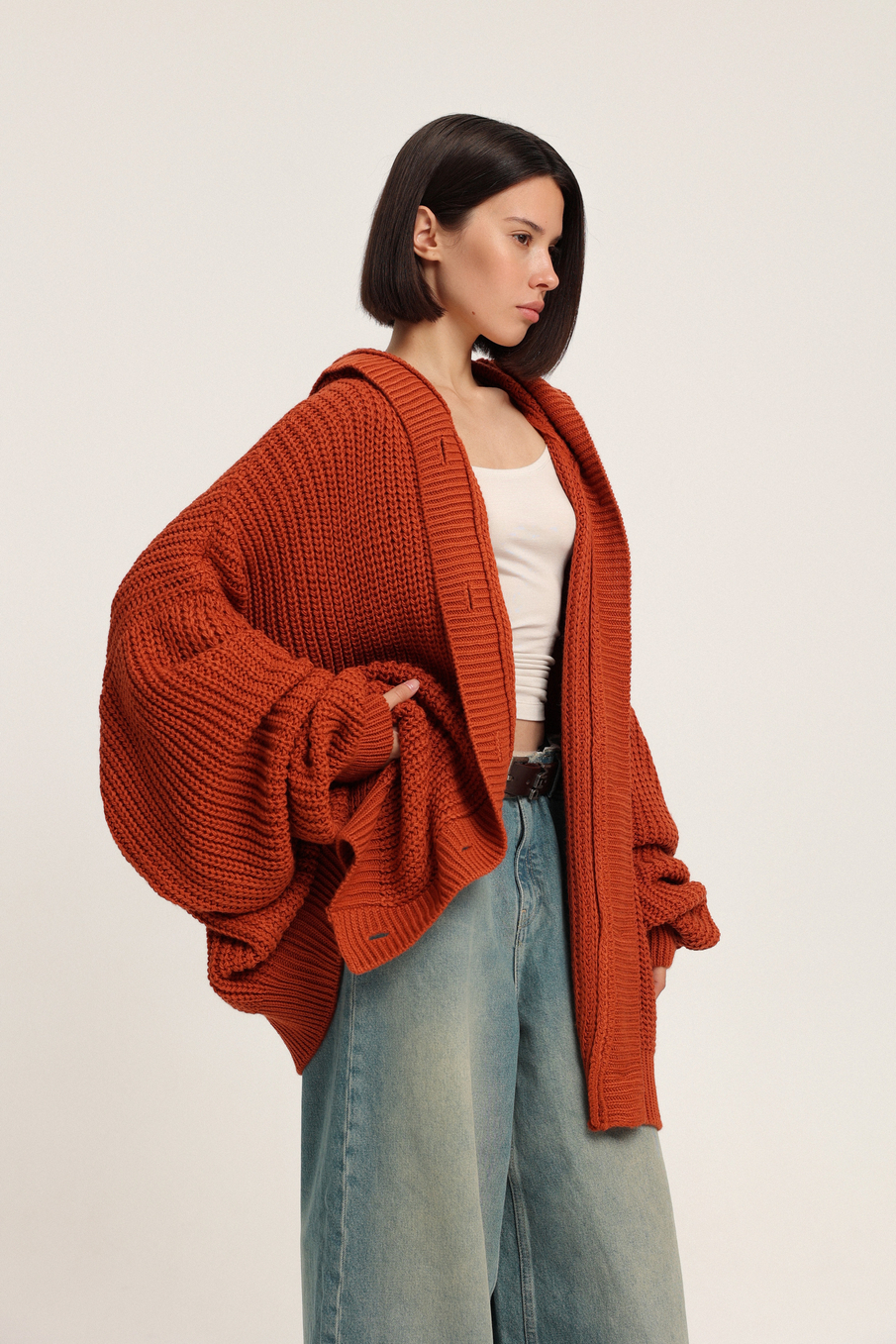 Кардиган вязаный с капюшоном