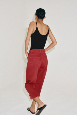 ZARA ДЖИНСЫ КАПРИ BALLOON СО СРЕДНЕЙ ПОСАДКОЙ — ZW COLLECTION, КРАСНЫЙ