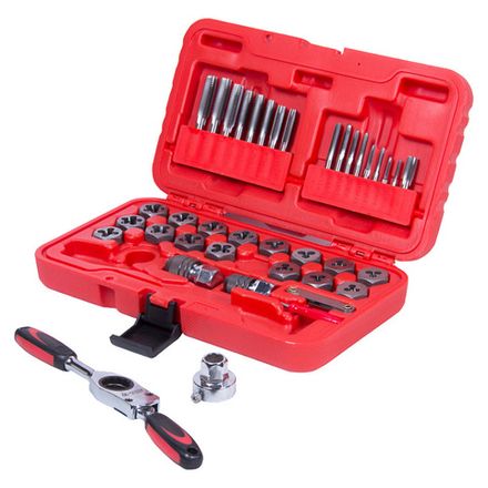 Цена на МАСТАК (351-10040C) Набор метчиков и плашек SK-5, 1/8"-1/2", кейс, 40 предметов