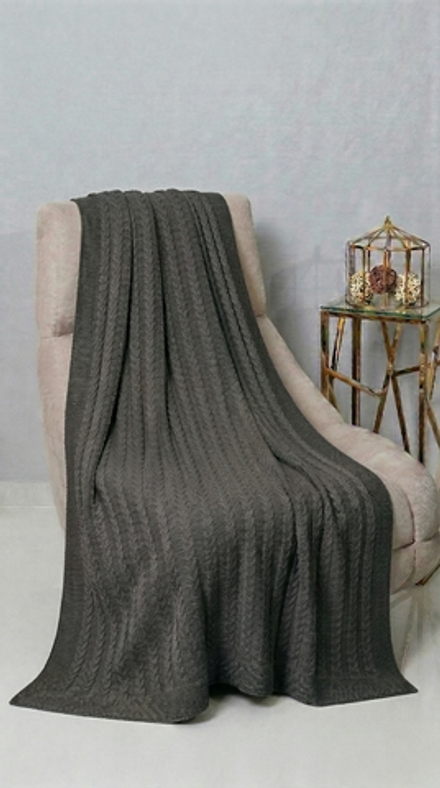 Плед 130x170 Косы ПД039-26 графит