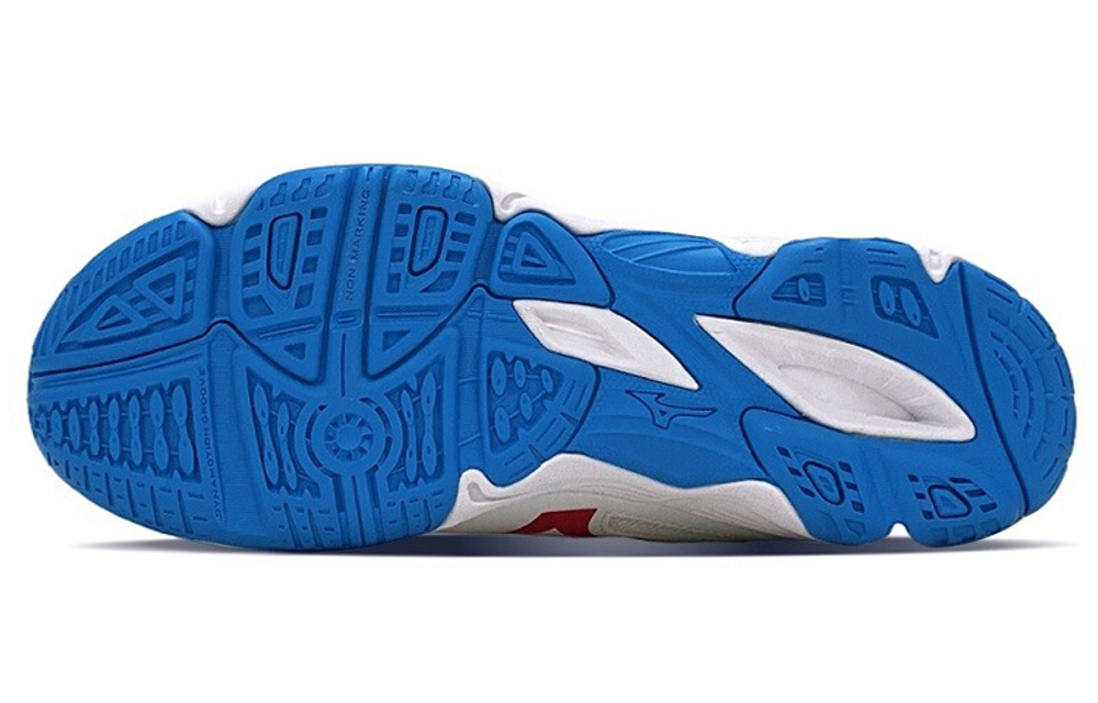 Mizuno Cyclone Speed CN Slip Resistant, Abrasion Resistant, Breathable Low top Training Shoes Unisex White Blue Red