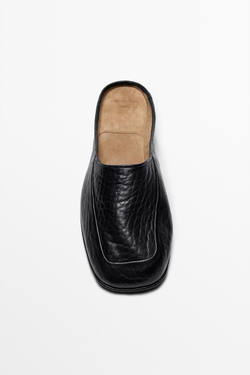Massimo Dutti Мюли из мягкой кожи - STUDIO, черный