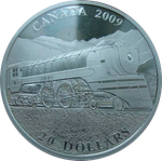 Канада 20 долларов 2009 Поезд локомотив Железная дорога Серебро