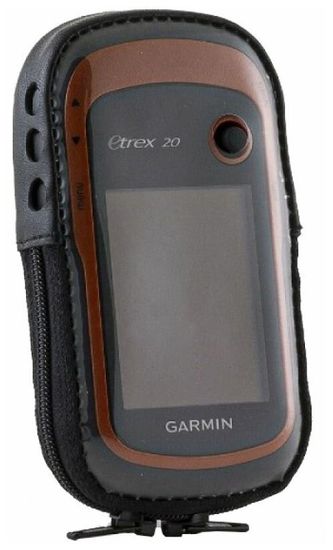 Garmin eTrex 10, 20, 22, 30, 32 чехол натуральная кожа, зажим с окном под зарядку (02-115)