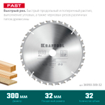 KRAFTOOL Fast, 300 х 32 мм, 32Т, пильный диск по дереву (36950-300-32)