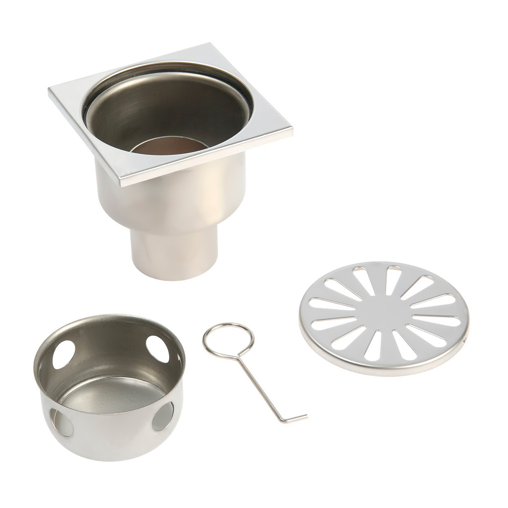 Трап для душа из нерж. 10см*10см прям (верт) TIM BAD021001