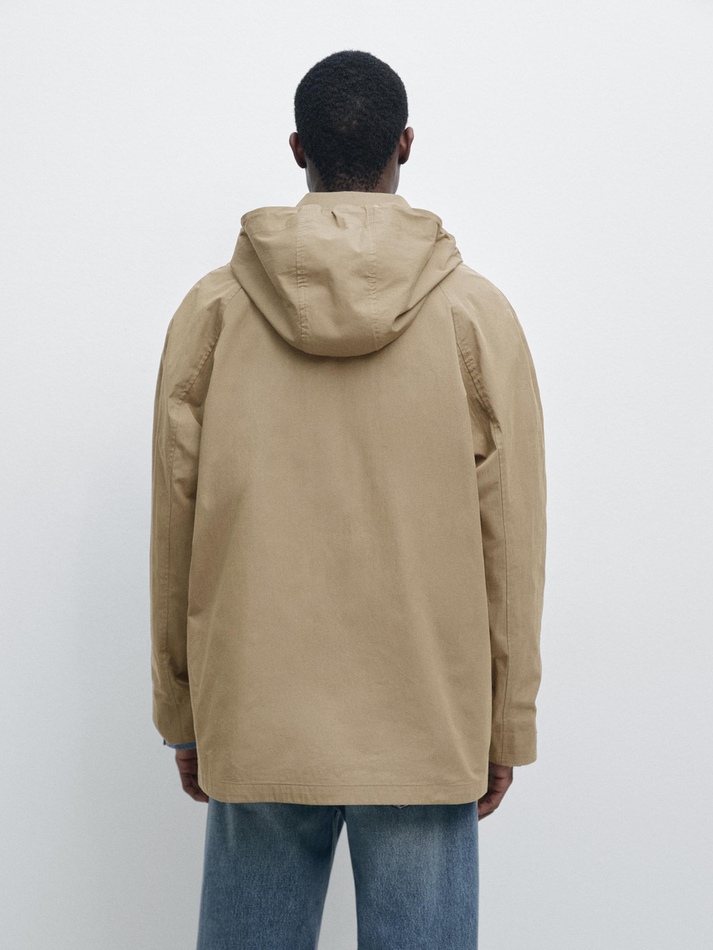 Massimo Dutti Парка из смесового хлопка с карманами, бежевый