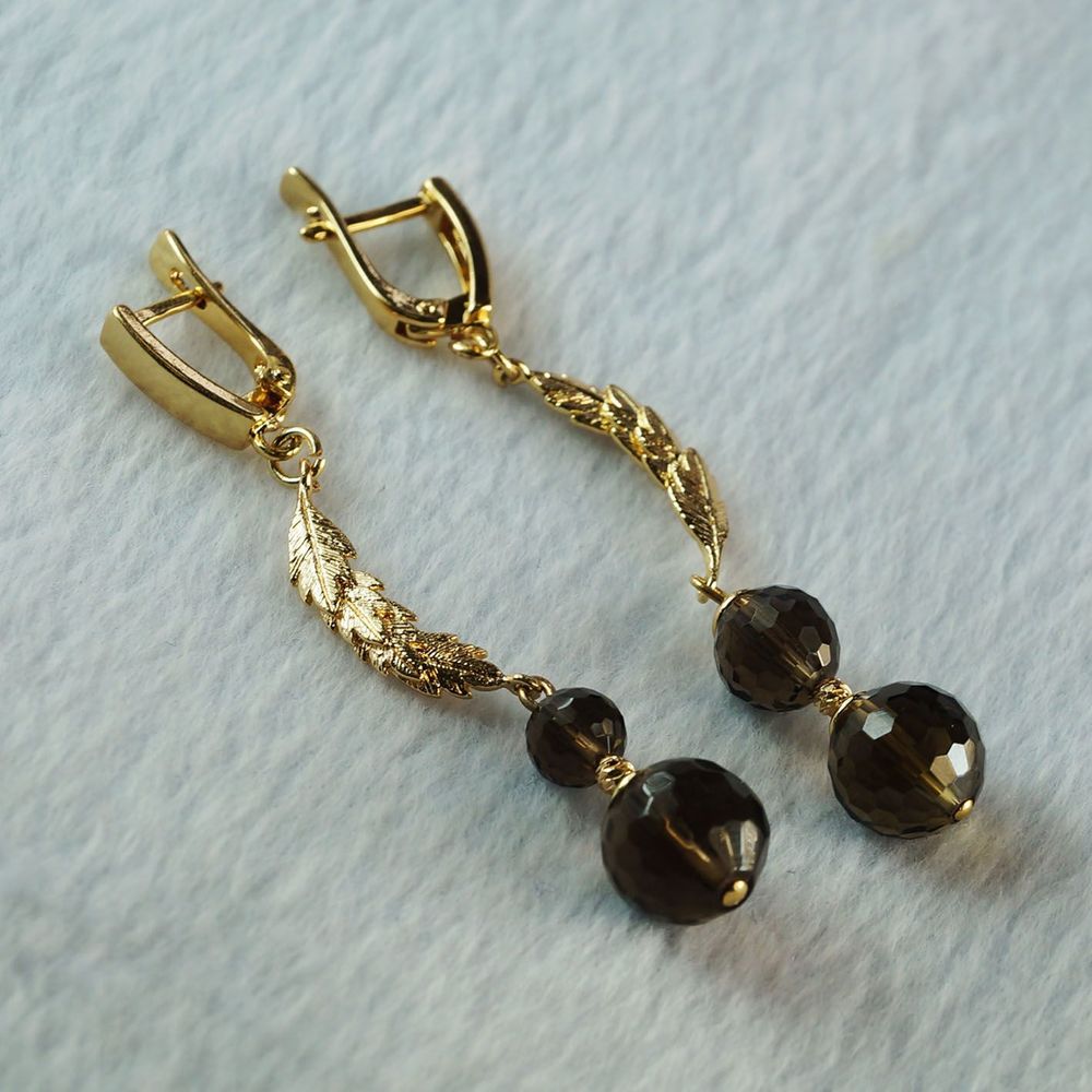 Серьги из натурального камня - раухтопаза