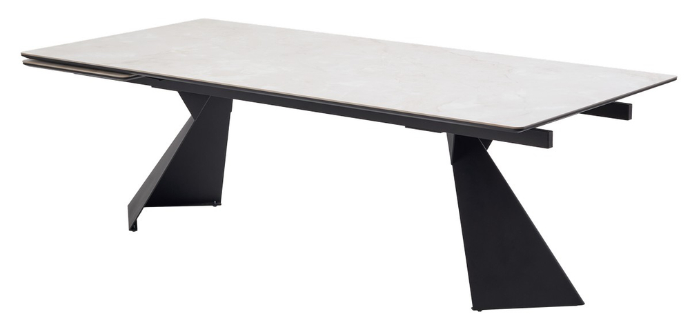 Стол М-City DISAUR Оригами 240 Айвори (Aura Ivory), керамика, Черный каркас