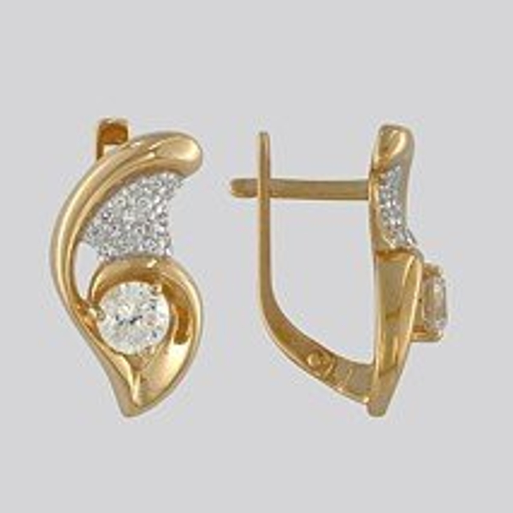 Серьги из золота с фианитами