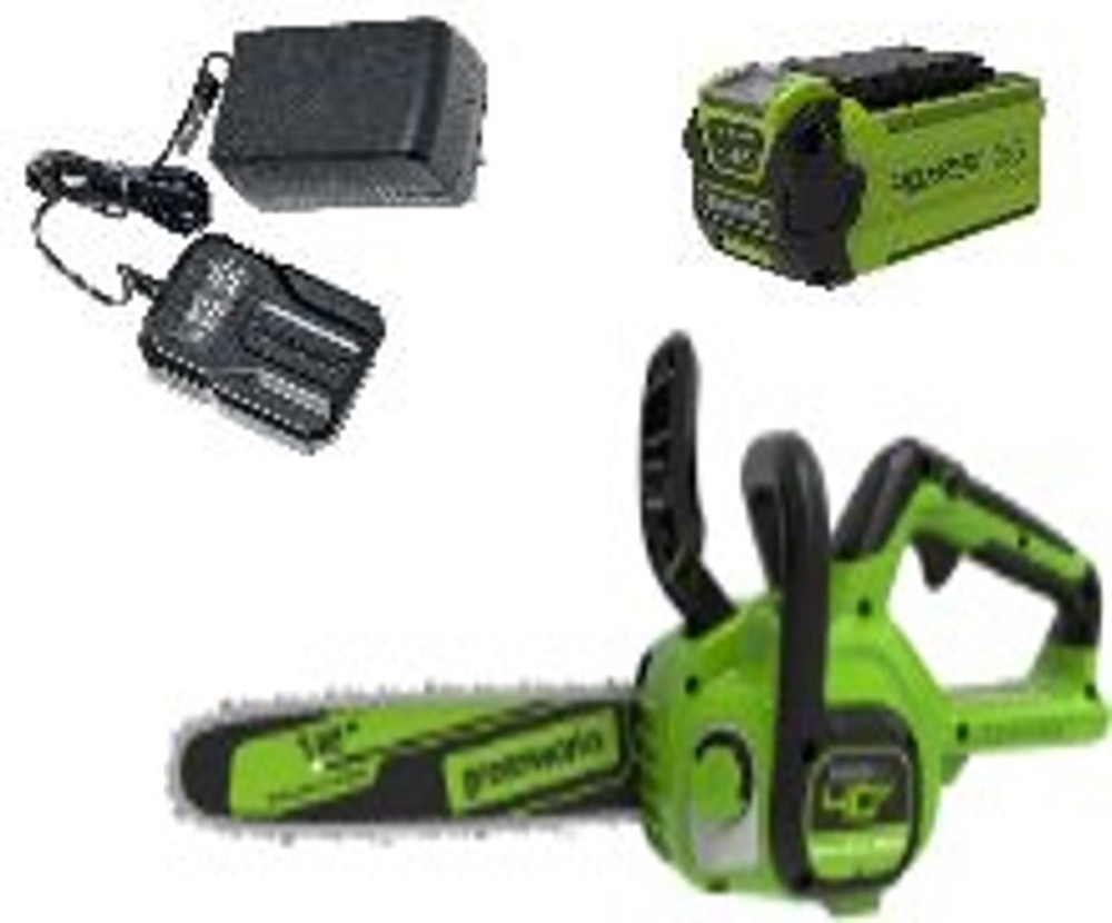 Цепная пила аккумуляторная Greenworks Арт. 2007807UB, 40V, 30 см,  с 1x АКБ 4Ач и ЗУ
