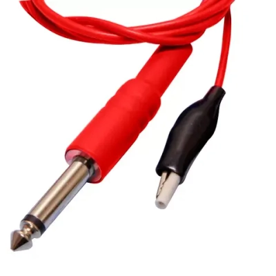 Кабель силиконовый 1 зажим крокодил к аппарату Поток красный