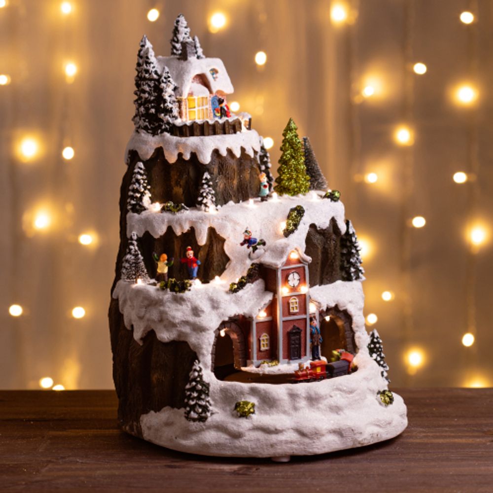 Светодиодная новогодняя фигура ЭРА EFIS-S07 композиция Рождество музыка теплый белый свет 3*АА 25*23*34 см | Фигуры