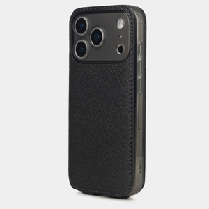 Чехол iPhone 17 Pro натуральная кожа сафьяно, черного цвета