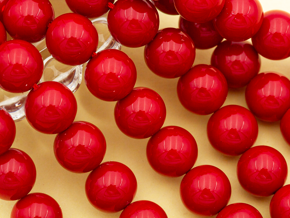 Нить бусин для украшений 10мм, "Майорка-Красный" (имитация)