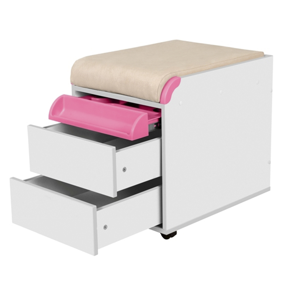 Тумба Дэми на колёсиках с 2 ящиками, органайзером для канцелярии и пуфом (ТУВ.10)