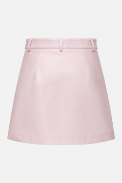 Юбка мини из розовой экокожи