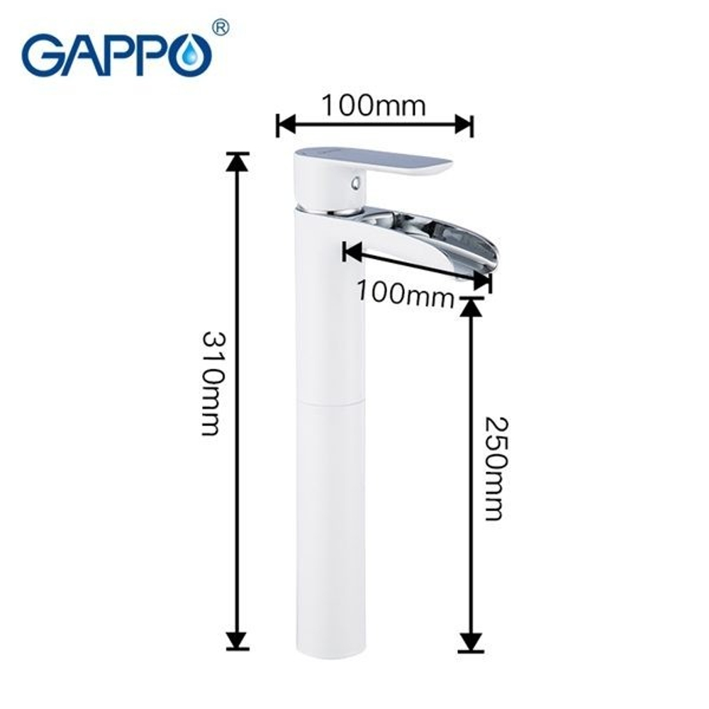 Смеситель для раковины GAPPO G1048-31 высокий, хром-белый