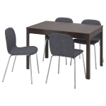 Стол и 4 стула - EKEDALEN / KARLPETTER IKEA/ ЭКЕДАЛЕН/КАРЛПЕТТЕР  ИКЕА, 180/120х80 см, темно-коричневый/ средне-серый хром