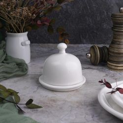 Масленка икорница 30 мл d 8,8 см h8 см с крышкой белая фарфор NEW P.L. Proff Cuisine [1]