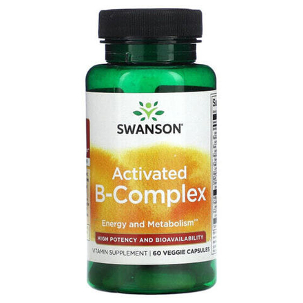Витамины группы B Swanson, Активированный комплекс витаминов группы B, высокая эффективность и биодоступность, 60 растительных капсул