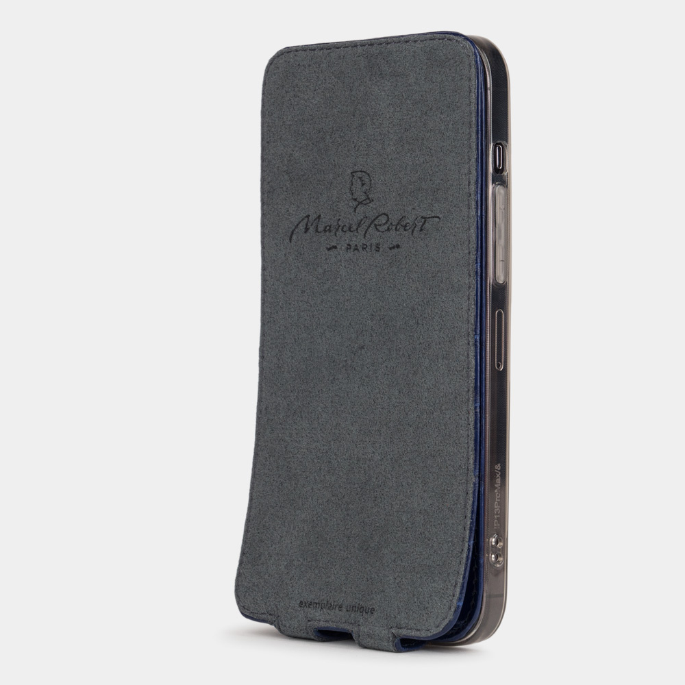 Special order: Чехол для iPhone 13 Pro Max из кожи крокодила, синего цвета