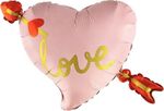 Шар (28''/71 см) Сердце, Любовь, Стрела Амура, Розовый, 1 шт.