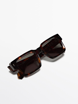 Massimo Dutti Солнцезащитные очки в квадратной оправе под черепаху, коричневый