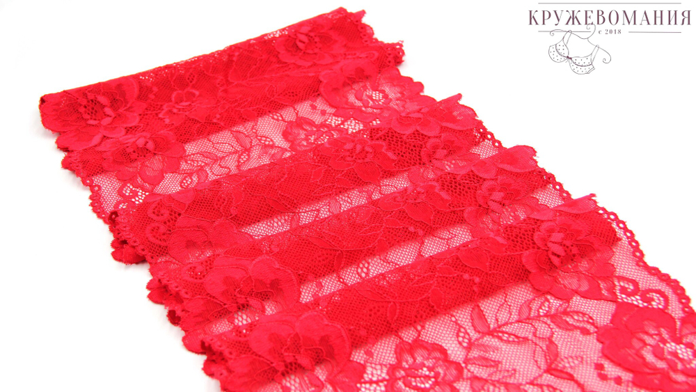 Эластичное кружево, красное, 22 см, (Арт: EK-2182), м