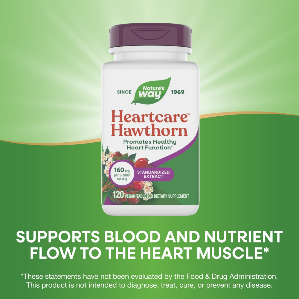 Nature's Way, HeartCare™, боярышник, 120 веганских таблеток (80 мг в 1 таблетке)