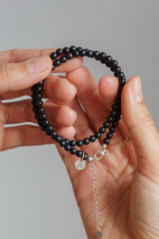 Браслет "Memo about Health" двойной из шунгита 4 мм