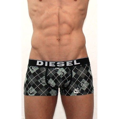 Мужские трусы боксеры черные с серыми ромбами Diesel Black Trunks